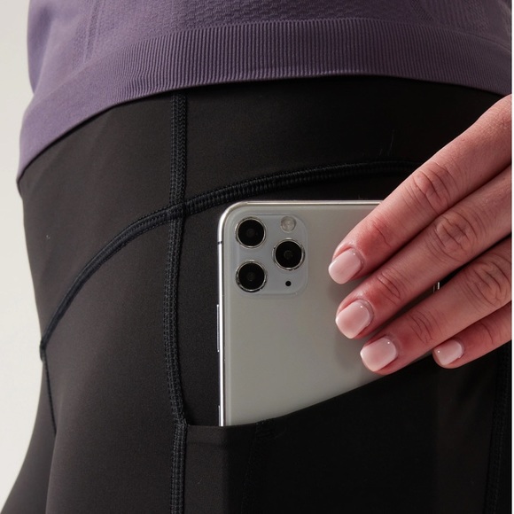 Athleta Salutation Stash Side Pockets Powervita RN 54023 Black Size Large - Picture 5 of 16